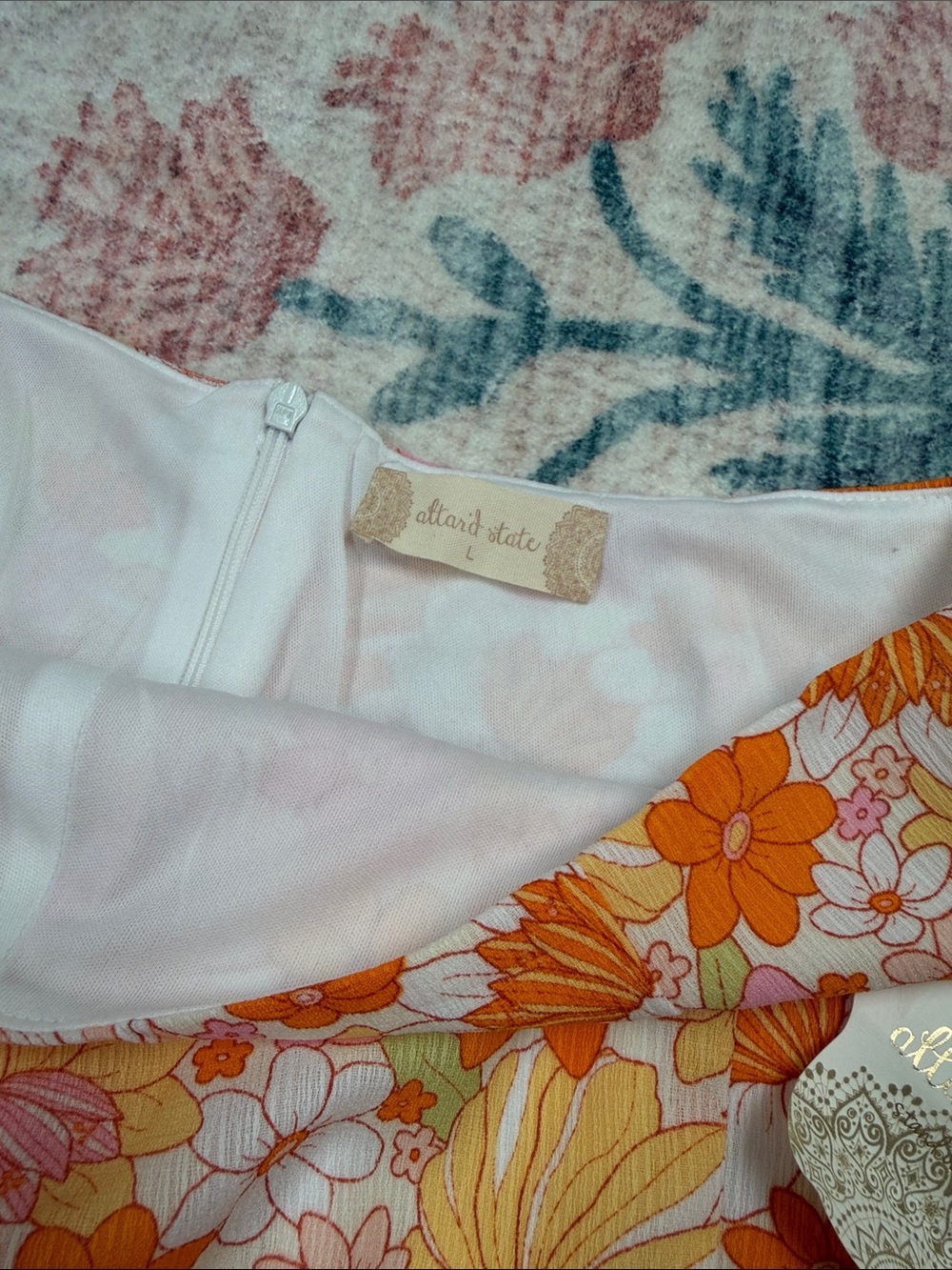 Altar'd State Orange & Pink Floral Shorts - Picture 4 of 7
